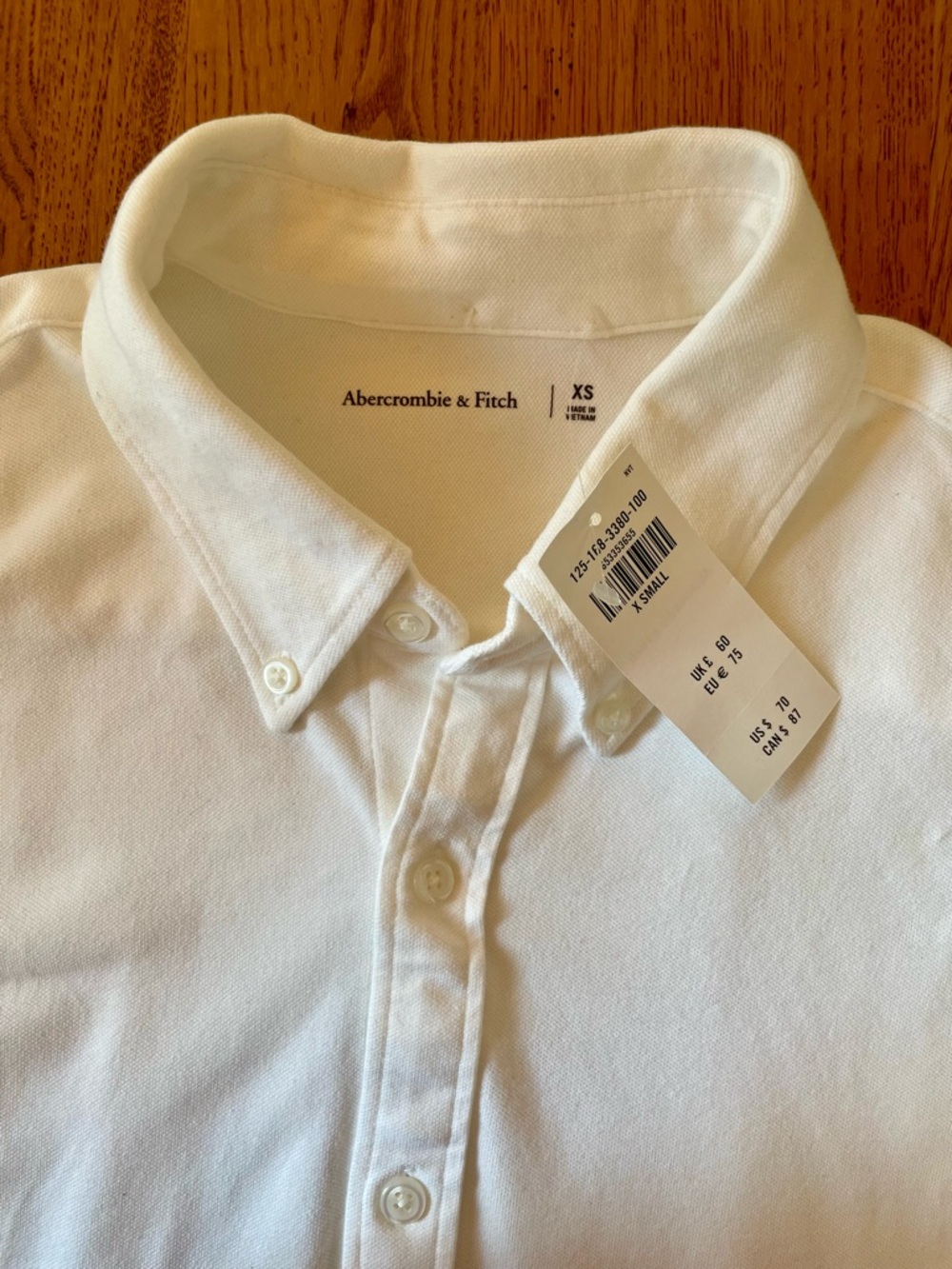 Abercrombie & Fitch Men's Knit White Button-Down